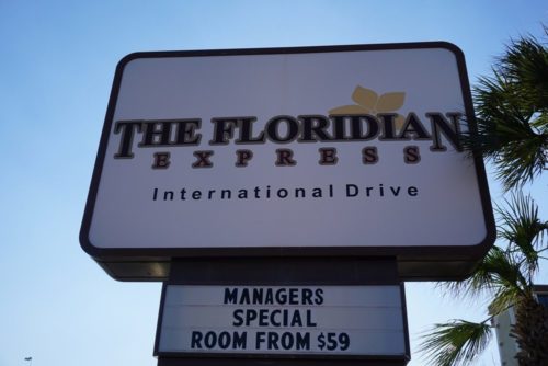 The Floridian Express is perfectly situated on busy International Drive (nicknamed I-Drive)