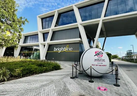 Giant Cricket Ball Celebrates First ICC T20 World Cup 2024 in the USA